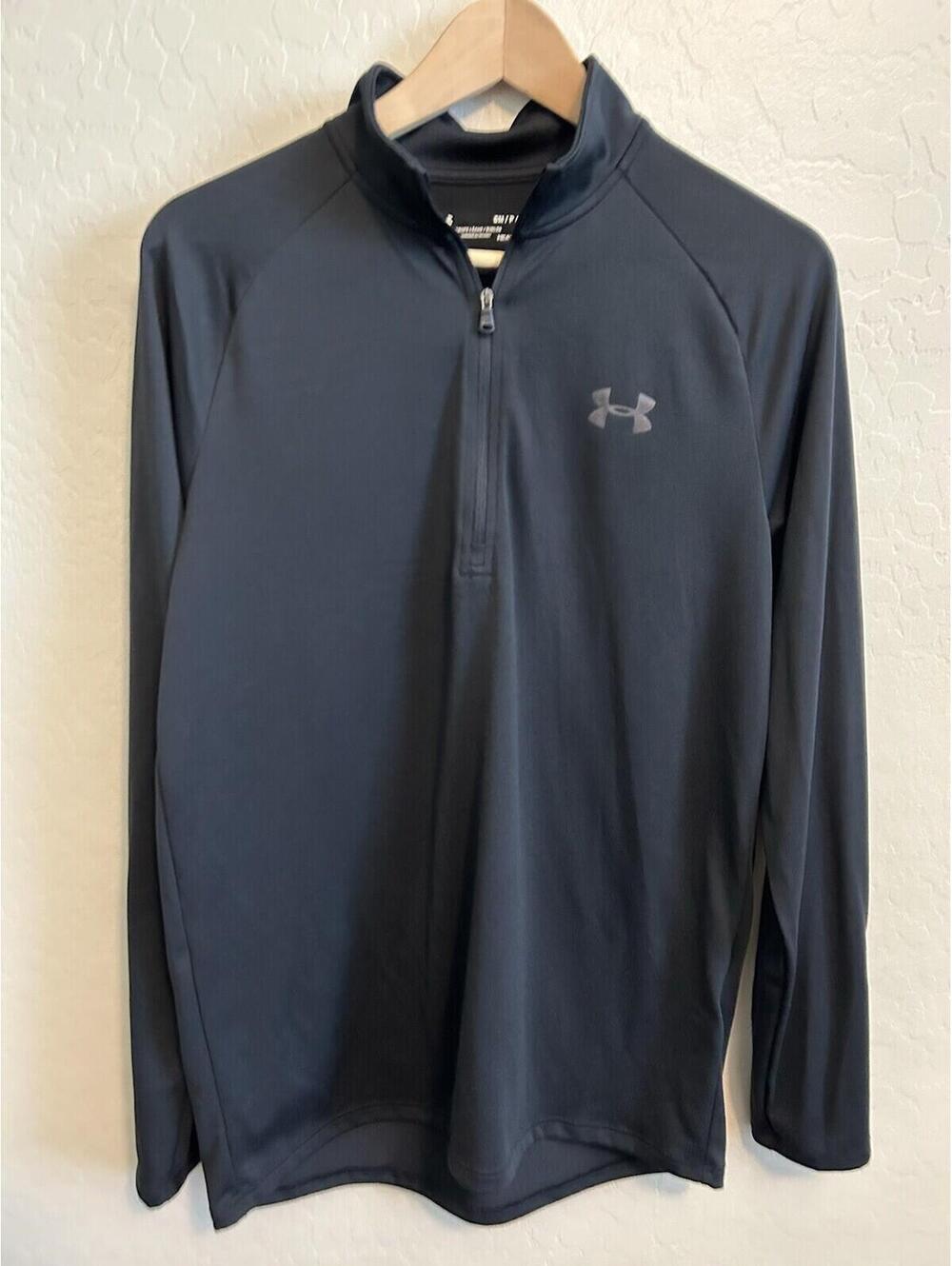 Under Armour HeatGear Loose Fit Quarter Zip Pullover Top Men's Small Navy